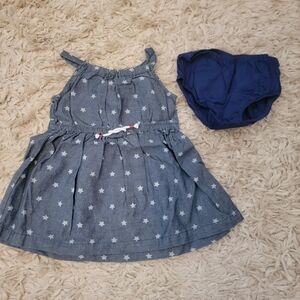 Carter's Blue Star Dress with Bloomers
